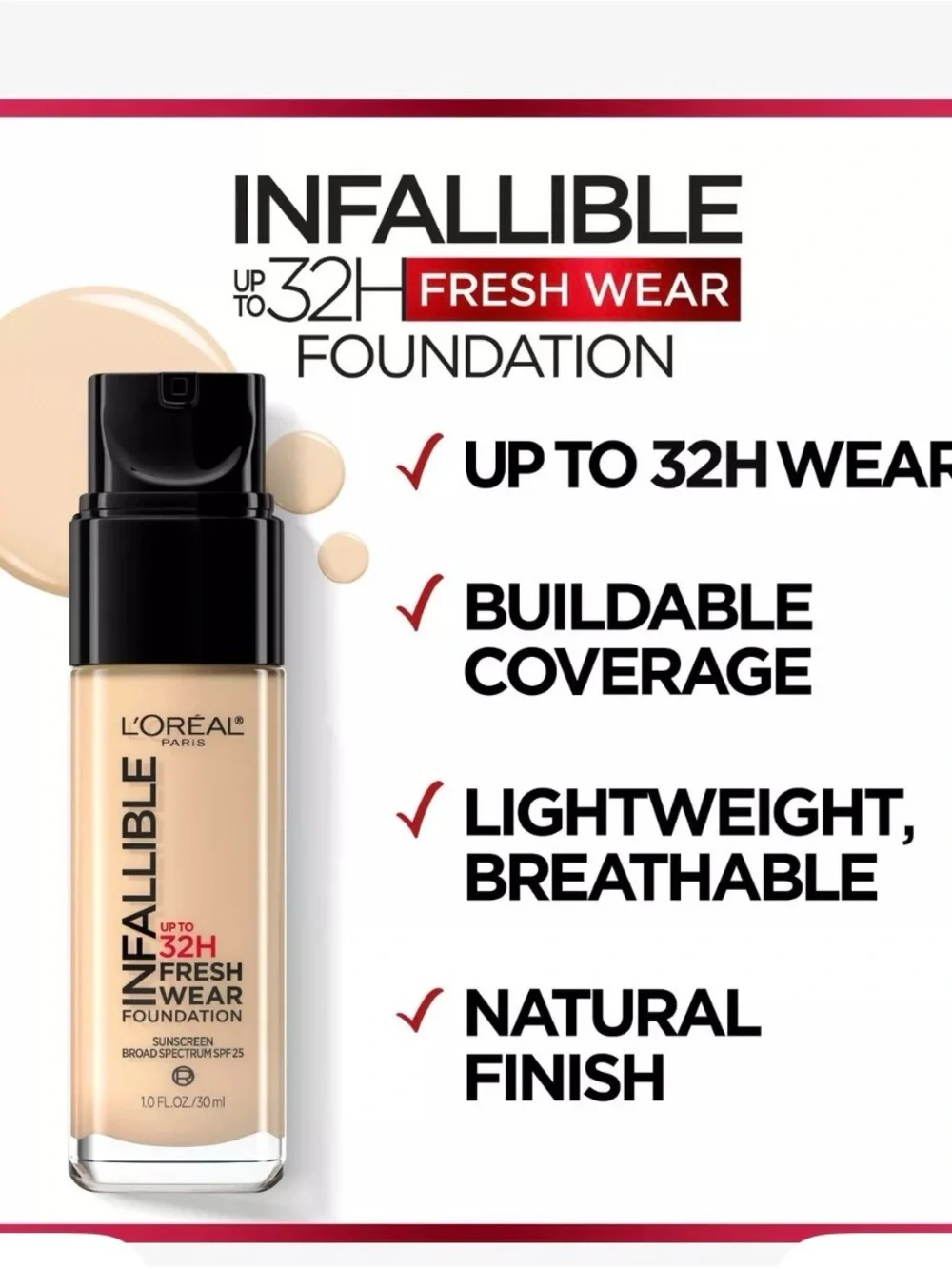 L'Oreal Infallible Fresh Wear Foundation - 405 Porcelain new sealed